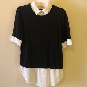 Loft collared elbow length shirt/sweater combo
